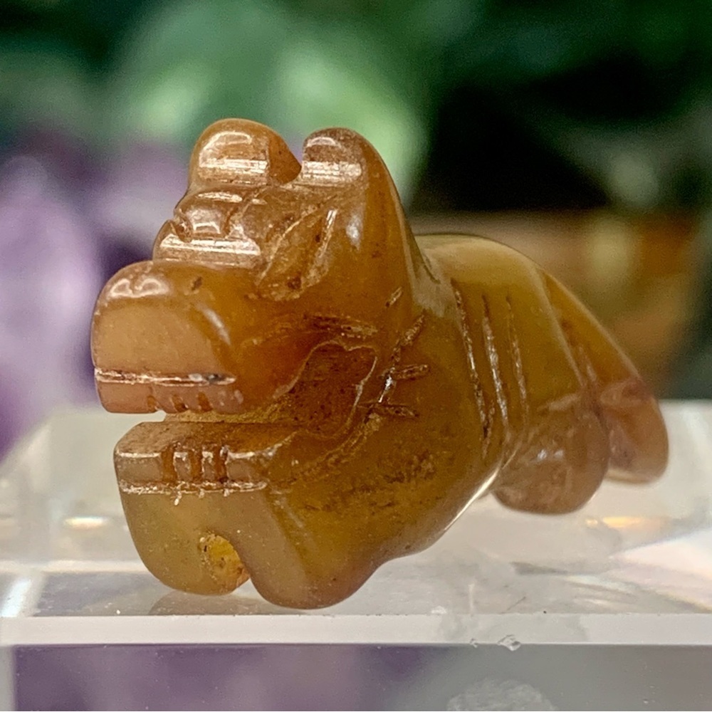 Hand Carved Jade Chinese Zodiac Tiger Drilled Animal Bead Stone Figurine 20th C. - Picture 4 of 15